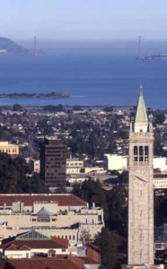 UC Berkeley's Campanile and the Golden Gate Bridge 